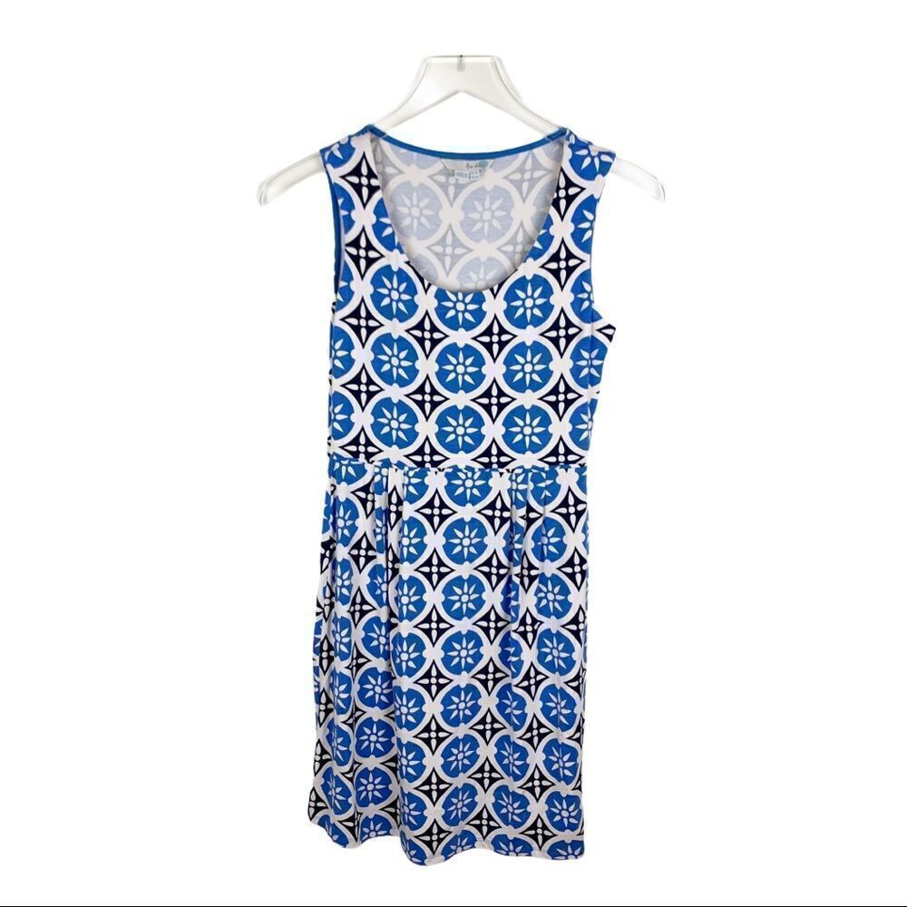 Boden Blue/White/Black Print Sleeveless Tank Dress